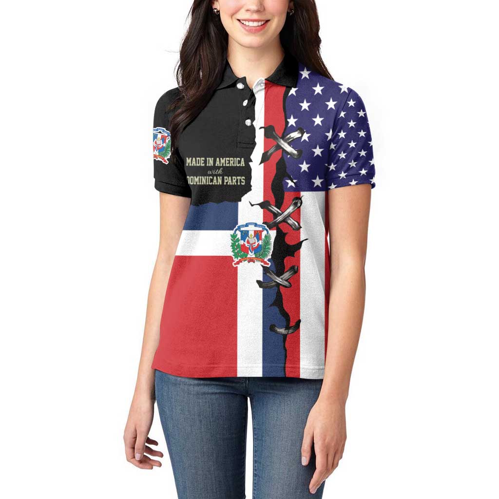 Dominican Republic Women Polo Shirt Made In America with Dominican Parts DT03