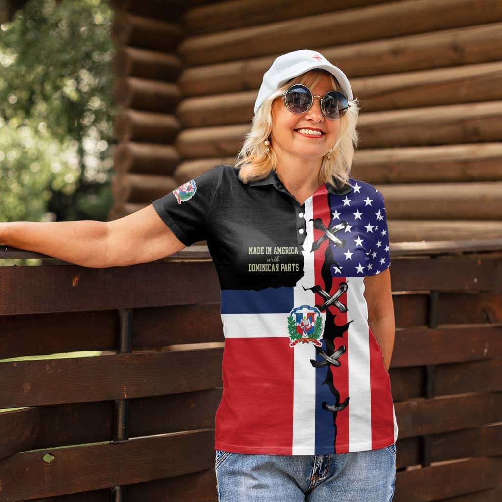 Dominican Republic Women Polo Shirt Made In America with Dominican Parts DT03