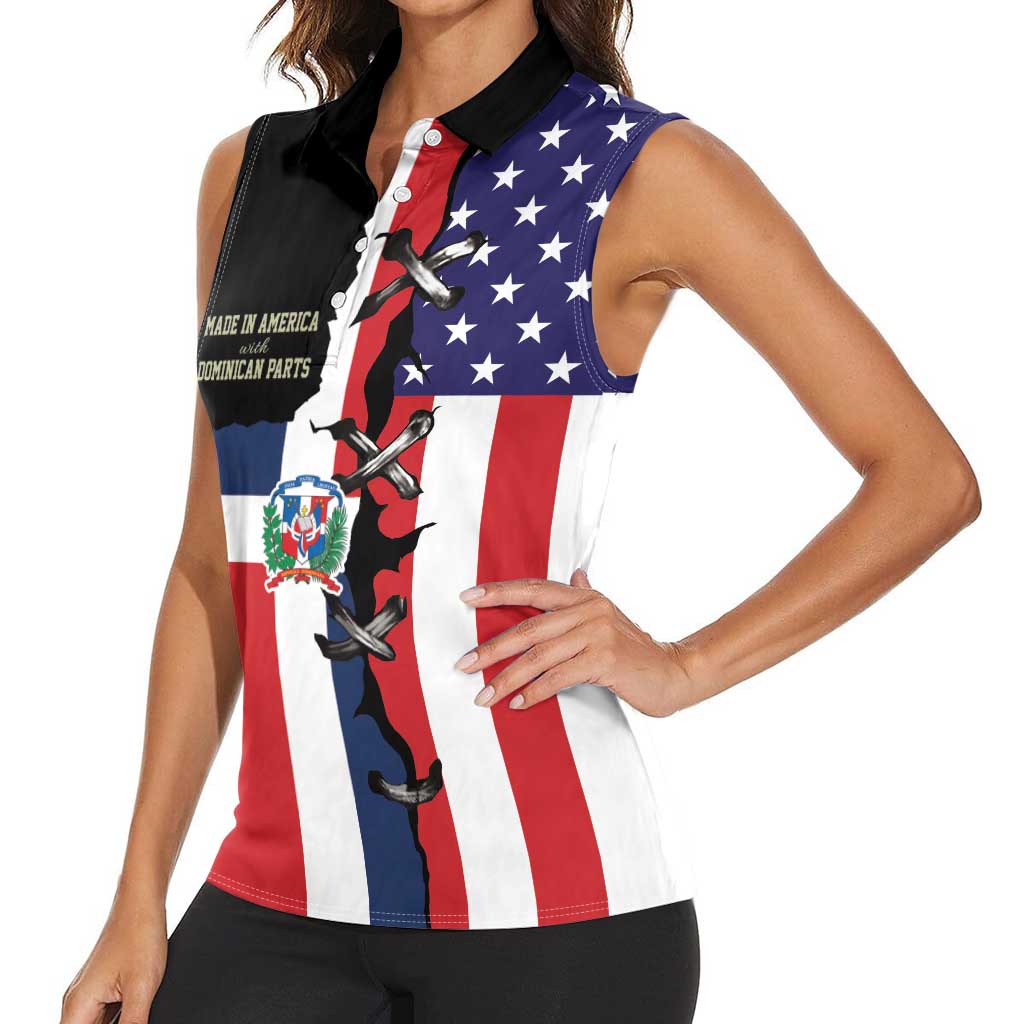 Dominican Republic Women Sleeveless Polo Shirt Made In America with Dominican Parts DT03