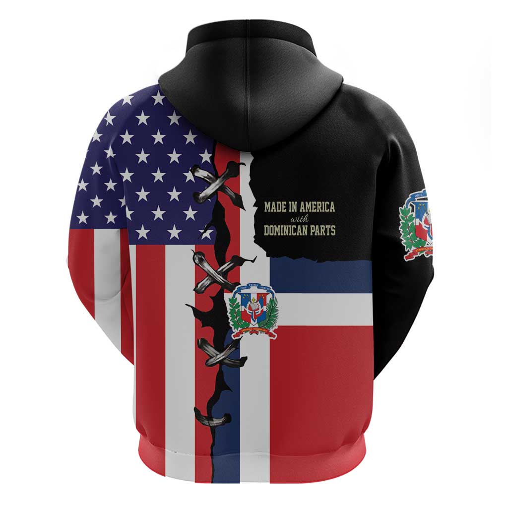 Dominican Republic Zip Hoodie Made In America with Dominican Parts DT03