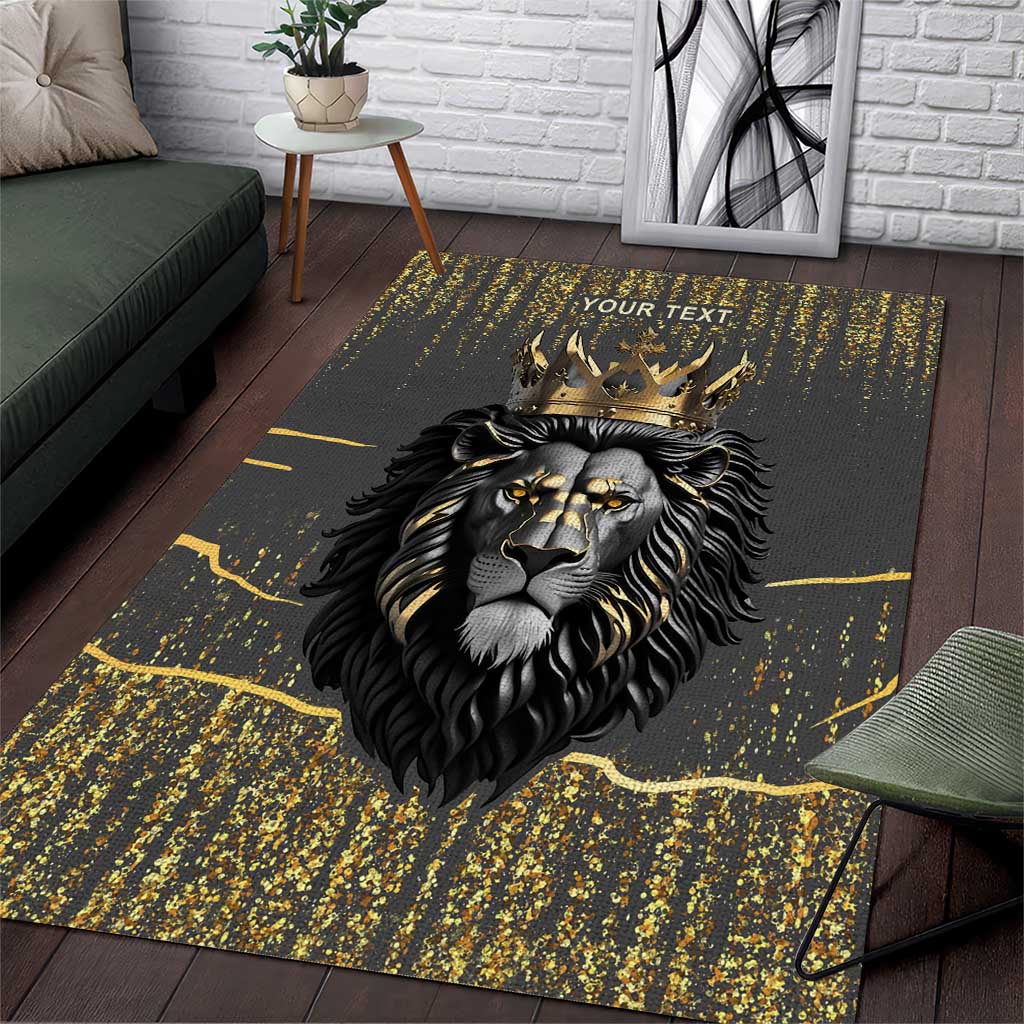Personalized Black and Gold Lion Area Rug King Africa - Wonder Print Shop
