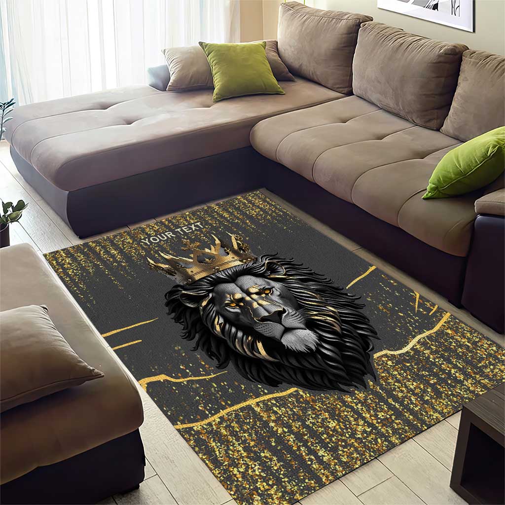 Personalized Black and Gold Lion Area Rug King Africa - Wonder Print Shop
