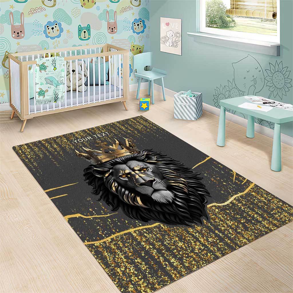 Personalized Black and Gold Lion Area Rug King Africa - Wonder Print Shop