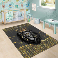 Personalized Black and Gold Lion Area Rug King Africa - Wonder Print Shop