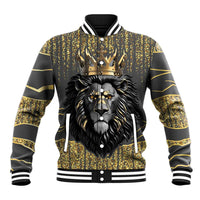 Personalized Black and Gold Lion Baseball Jacket King Africa - Wonder Print Shop