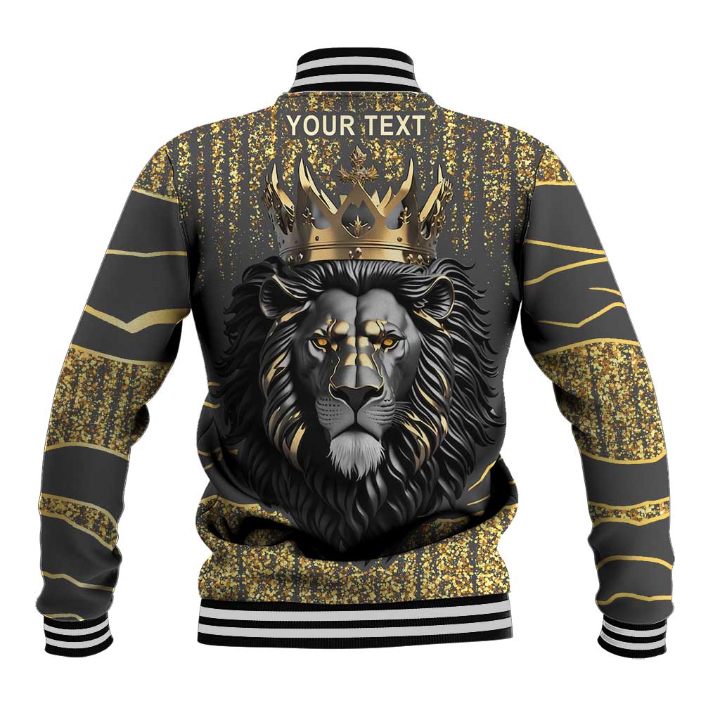 Personalized Black and Gold Lion Baseball Jacket King Africa - Wonder Print Shop