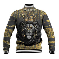 Personalized Black and Gold Lion Baseball Jacket King Africa - Wonder Print Shop