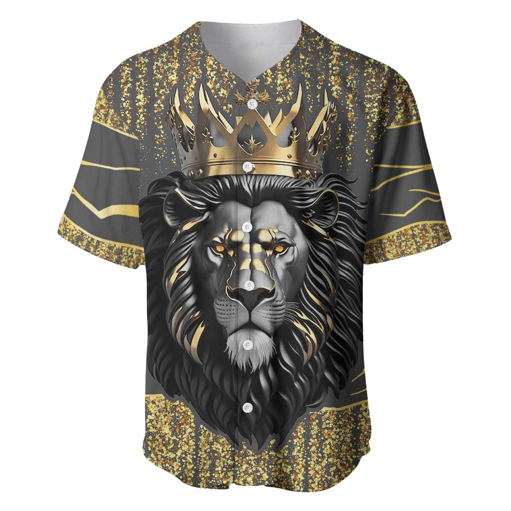 Personalized Black and Gold Lion Baseball Jersey King Africa - Wonder Print Shop