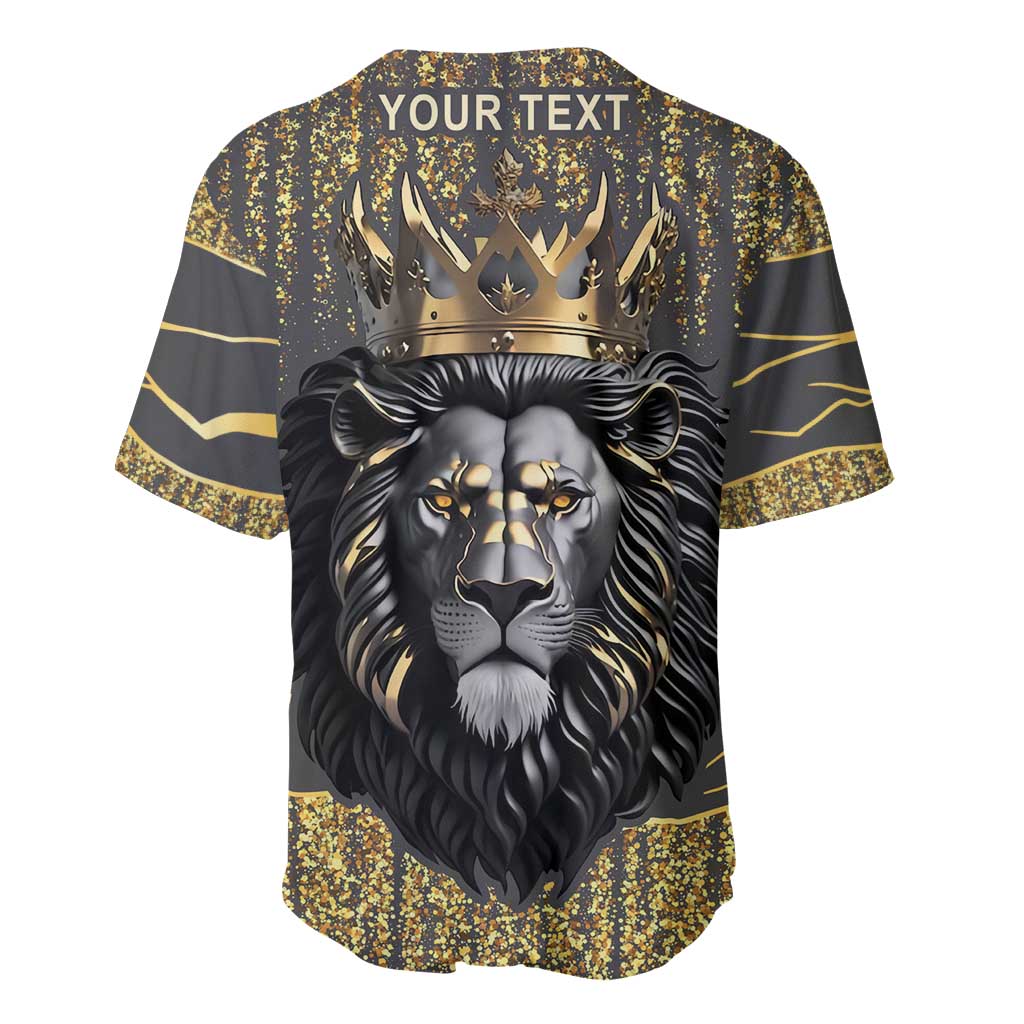 Personalized Black and Gold Lion Baseball Jersey King Africa - Wonder Print Shop