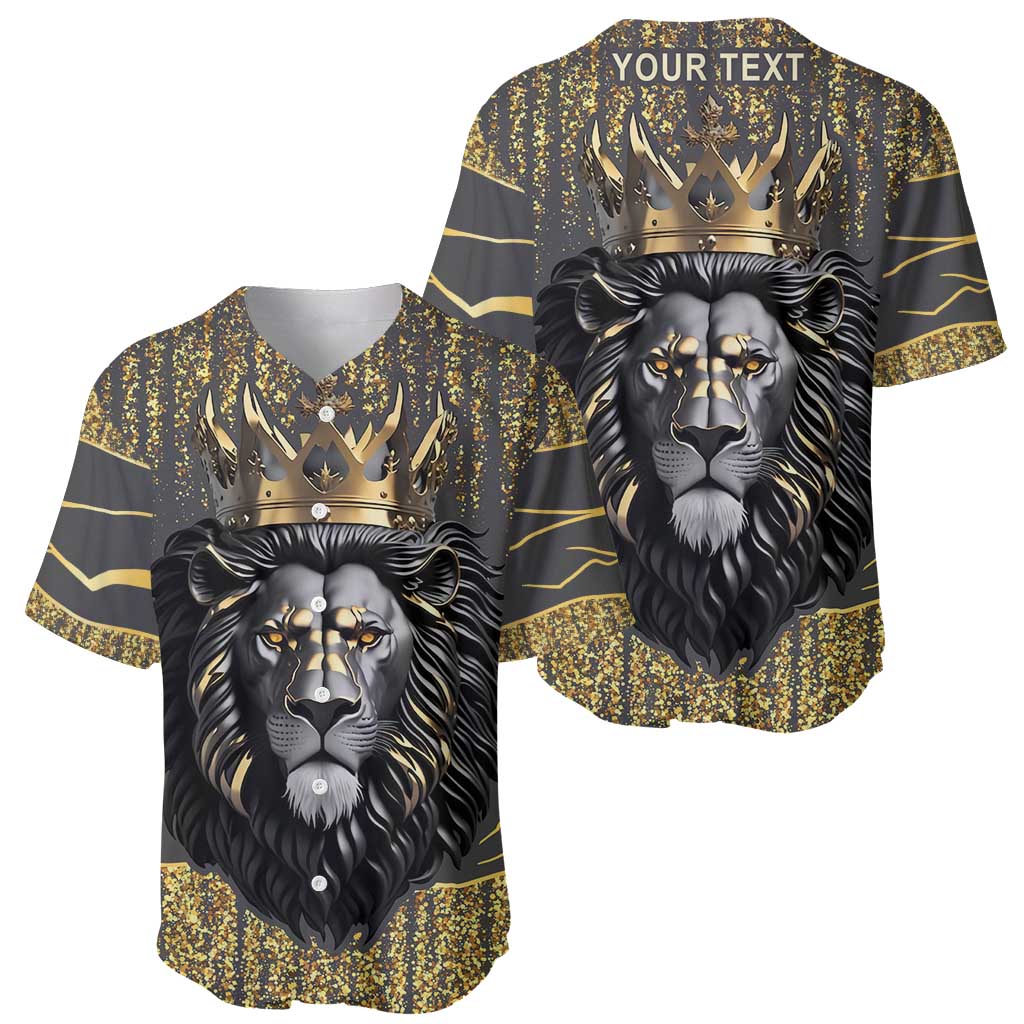 Personalized Black and Gold Lion Baseball Jersey King Africa - Wonder Print Shop