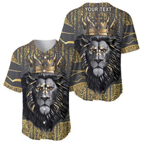 Personalized Black and Gold Lion Baseball Jersey King Africa - Wonder Print Shop