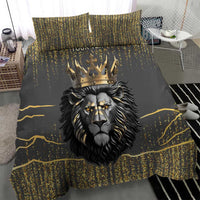 Personalized Black and Gold Lion Bedding Set King Africa - Wonder Print Shop