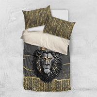 Personalized Black and Gold Lion Bedding Set King Africa - Wonder Print Shop