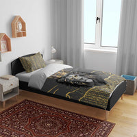Personalized Black and Gold Lion Bedding Set King Africa - Wonder Print Shop