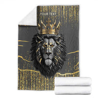 Personalized Black and Gold Lion Blanket King Africa