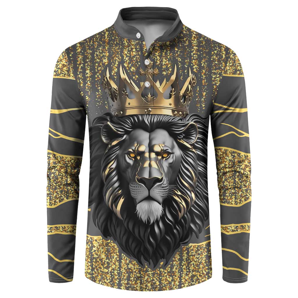 Personalized Black and Gold Lion Button Sweatshirt King Africa - Wonder Print Shop