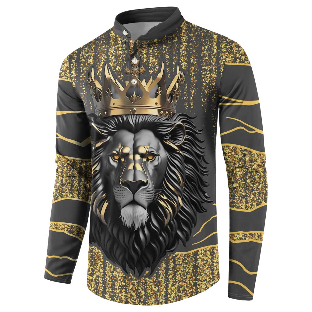 Personalized Black and Gold Lion Button Sweatshirt King Africa - Wonder Print Shop