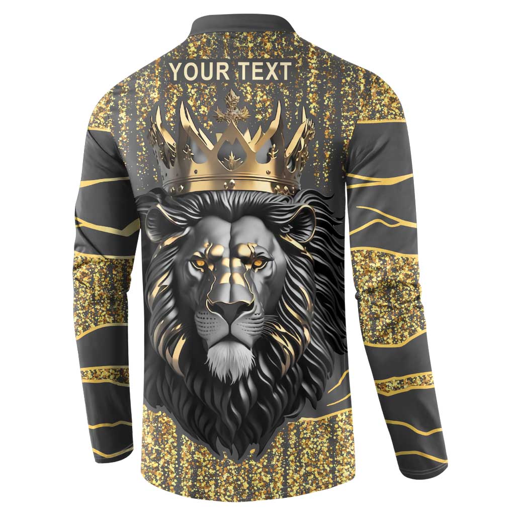 Personalized Black and Gold Lion Button Sweatshirt King Africa - Wonder Print Shop
