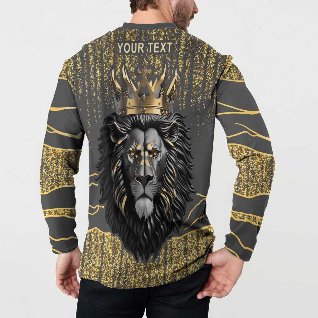 Personalized Black and Gold Lion Button Sweatshirt King Africa - Wonder Print Shop