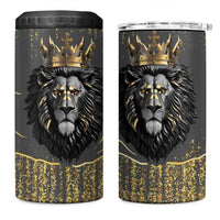 Personalized Black and Gold Lion 4 in 1 Can Cooler Tumbler King Africa - Wonder Print Shop