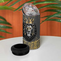 Personalized Black and Gold Lion 4 in 1 Can Cooler Tumbler King Africa - Wonder Print Shop