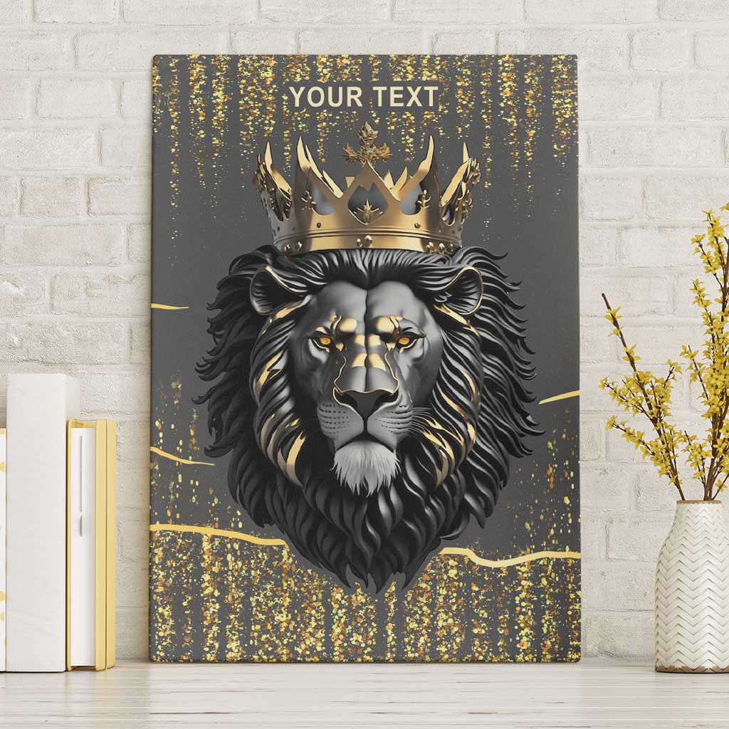 Personalized Black and Gold Lion Canvas Wall Art King Africa - Wonder Print Shop