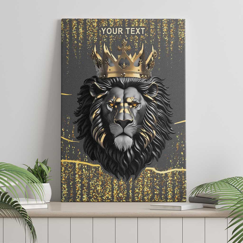 Personalized Black and Gold Lion Canvas Wall Art King Africa - Wonder Print Shop