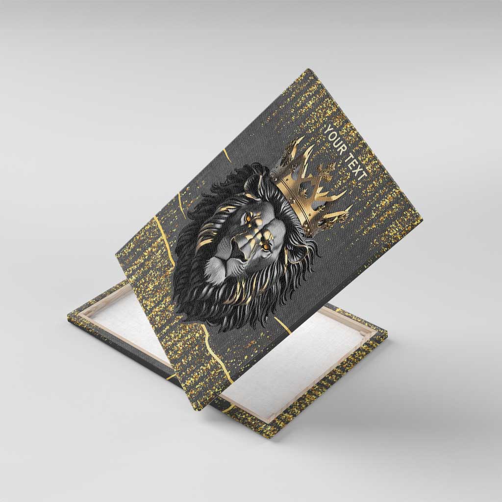 Personalized Black and Gold Lion Canvas Wall Art King Africa - Wonder Print Shop