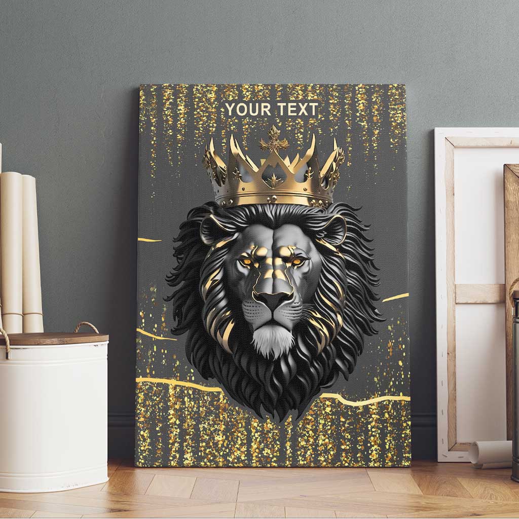 Personalized Black and Gold Lion Canvas Wall Art King Africa - Wonder Print Shop