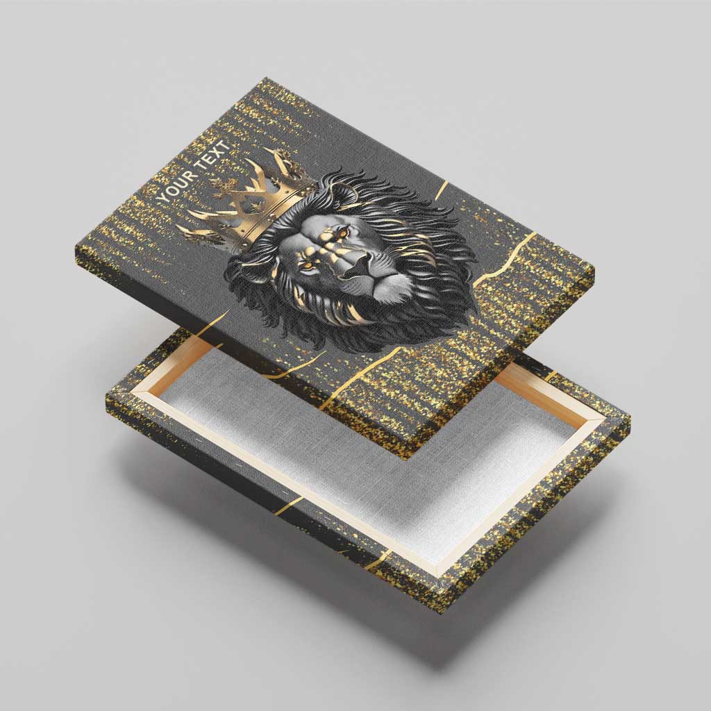 Personalized Black and Gold Lion Canvas Wall Art King Africa - Wonder Print Shop