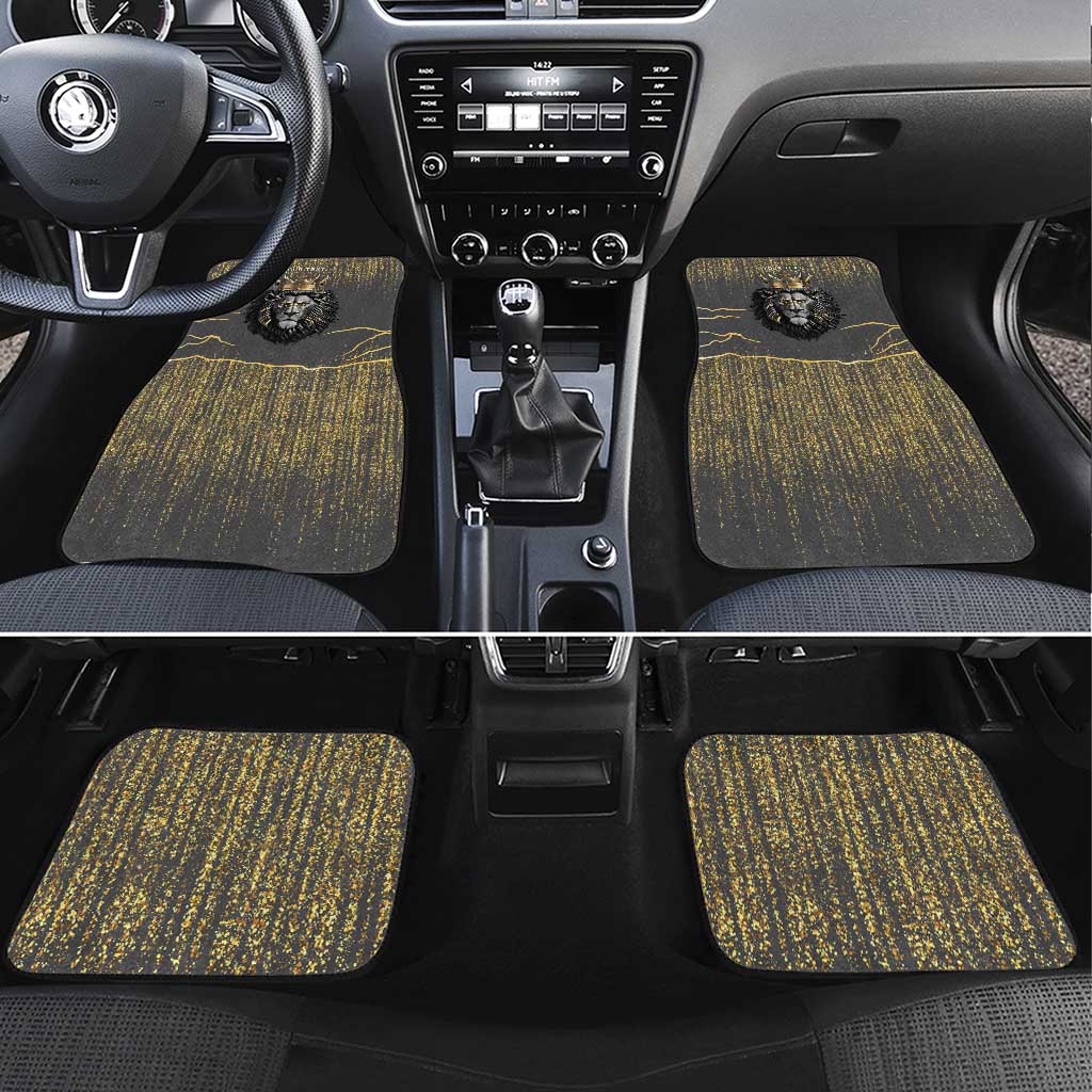 Personalized Black and Gold Lion Car Mats King Africa - Wonder Print Shop