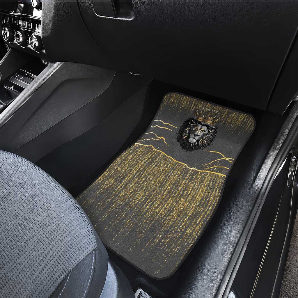 Personalized Black and Gold Lion Car Mats King Africa - Wonder Print Shop