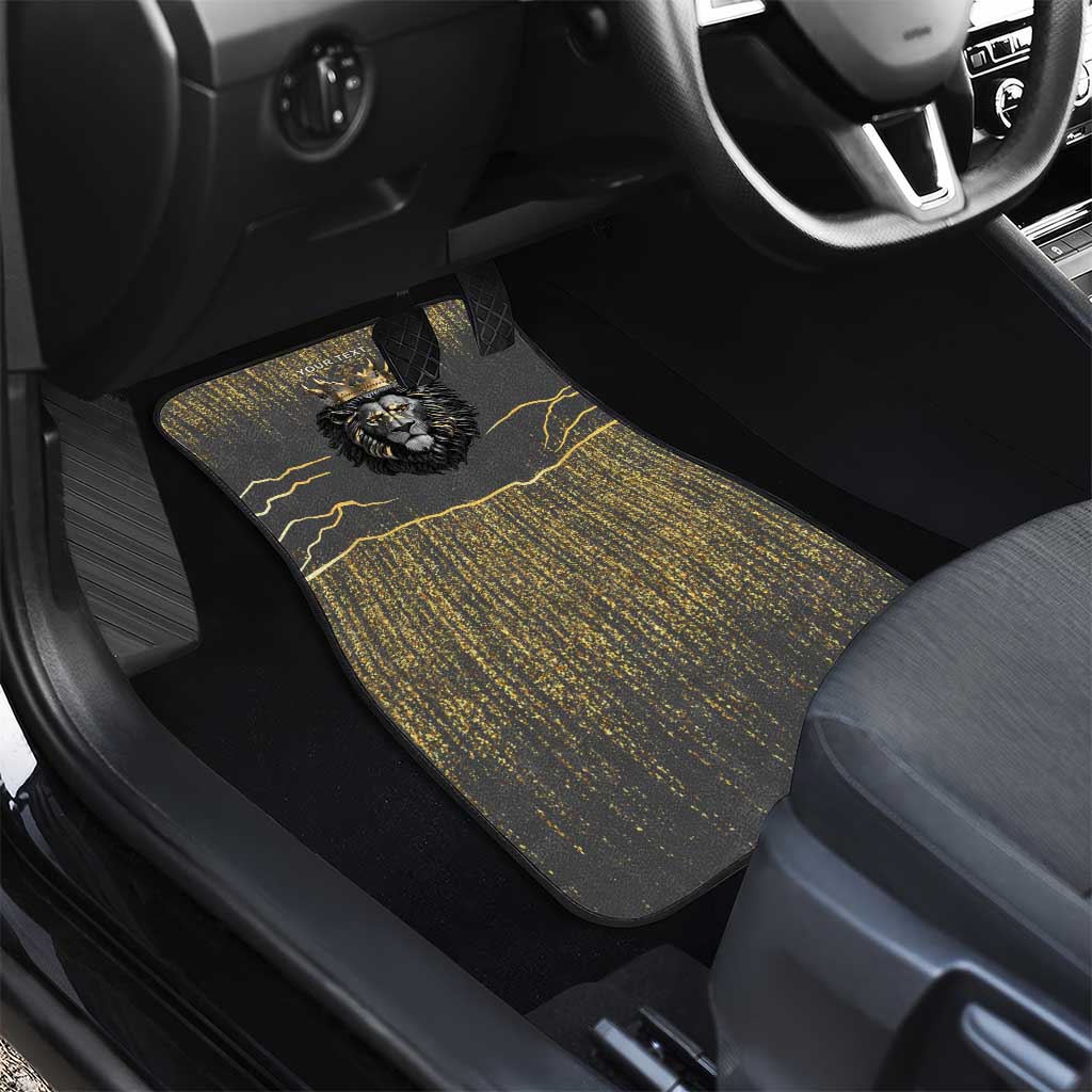 Personalized Black and Gold Lion Car Mats King Africa - Wonder Print Shop