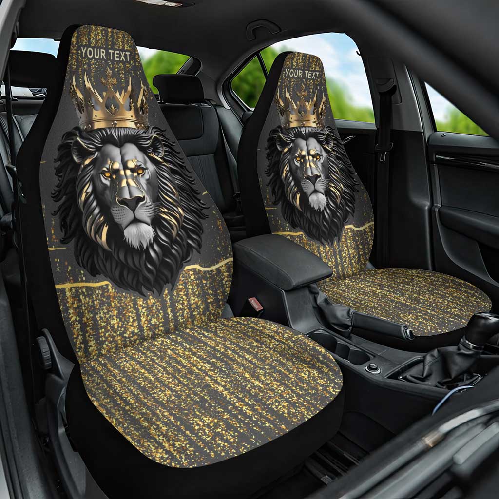 Personalized Black and Gold Lion Car Seat Cover King Africa - Wonder Print Shop