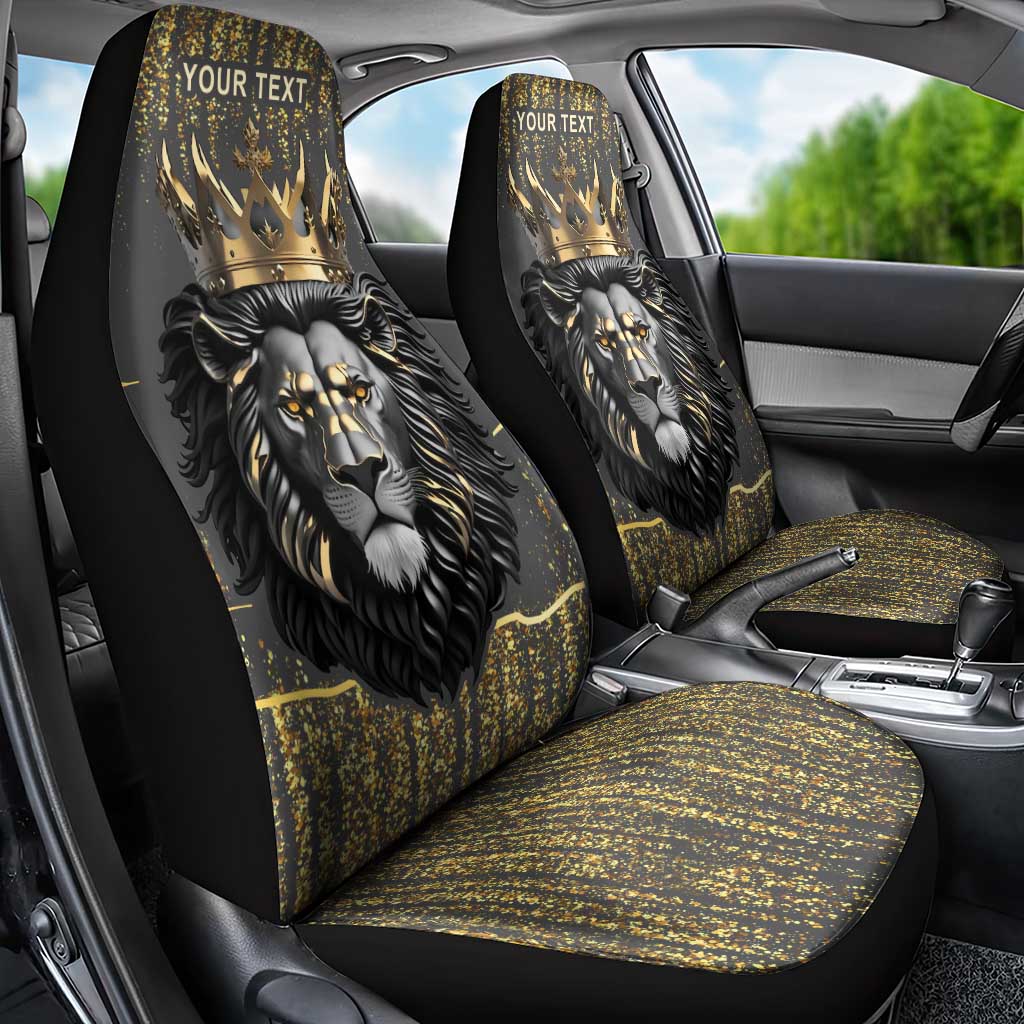 Personalized Black and Gold Lion Car Seat Cover King Africa - Wonder Print Shop