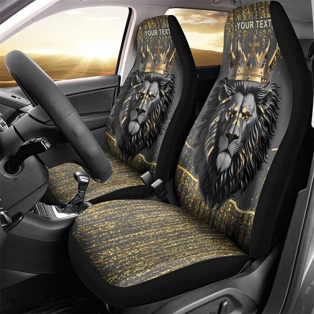 Personalized Black and Gold Lion Car Seat Cover King Africa - Wonder Print Shop