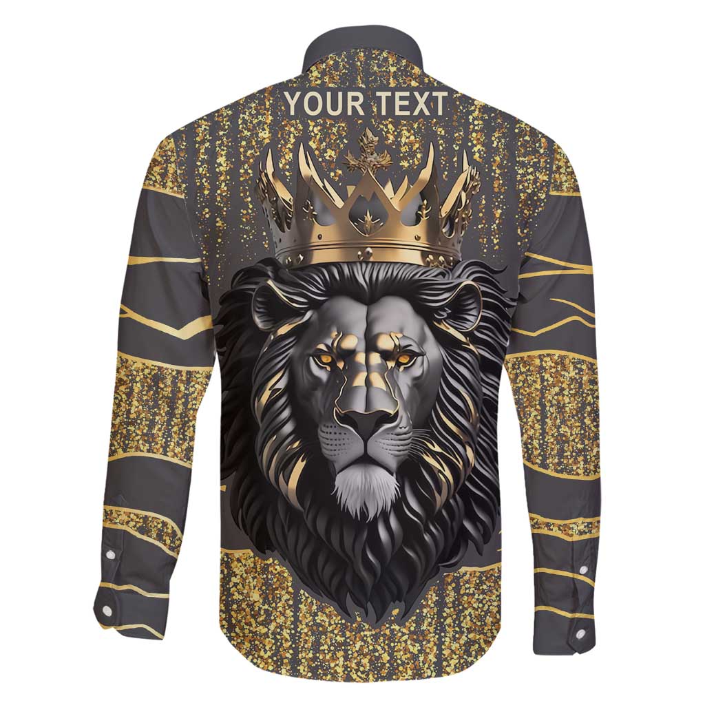Personalized Black and Gold Lion Family Matching Long Sleeve Bodycon Dress and Hawaiian Shirt King Africa - Wonder Print Shop