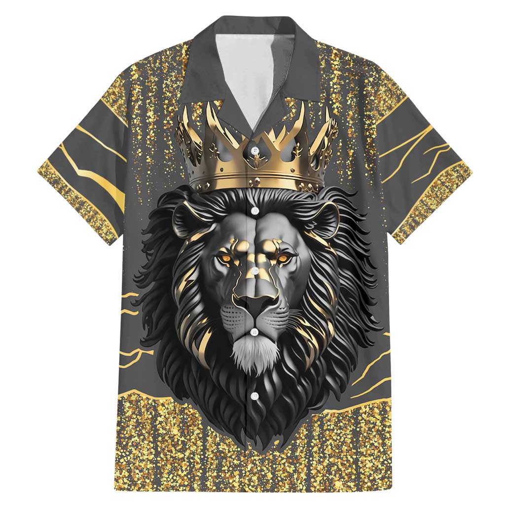 Personalized Black and Gold Lion Family Matching Mermaid Dress and Hawaiian Shirt King Africa - Wonder Print Shop