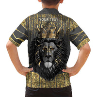 Personalized Black and Gold Lion Family Matching Short Sleeve Bodycon Dress and Hawaiian Shirt King Africa - Wonder Print Shop