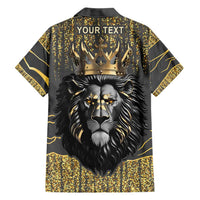 Personalized Black and Gold Lion Family Matching Short Sleeve Bodycon Dress and Hawaiian Shirt King Africa - Wonder Print Shop