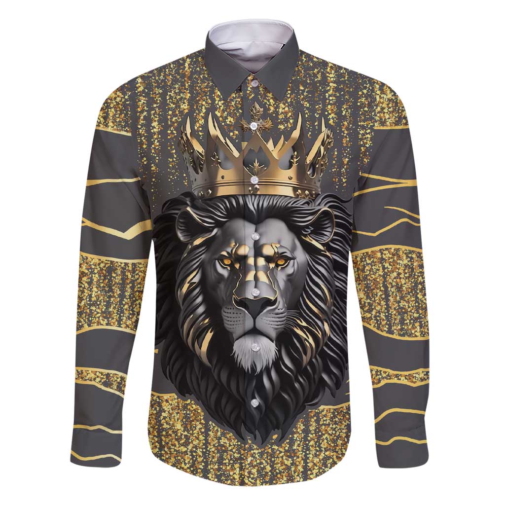 Personalized Black and Gold Lion Family Matching Short Sleeve Bodycon Dress and Hawaiian Shirt King Africa - Wonder Print Shop
