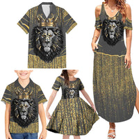 Personalized Black and Gold Lion Family Matching Summer Maxi Dress and Hawaiian Shirt King Africa - Wonder Print Shop