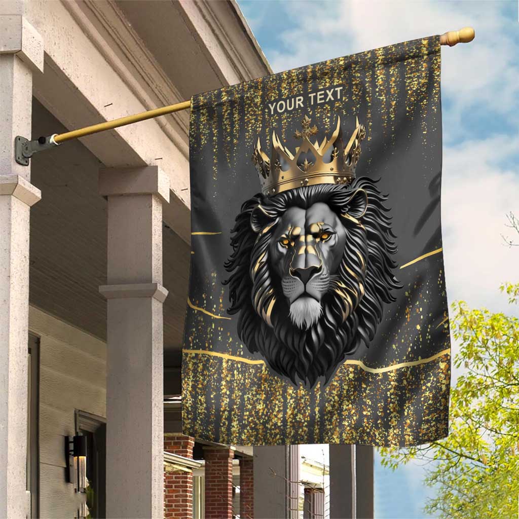 Personalized Black and Gold Lion Garden Flag King Africa - Wonder Print Shop