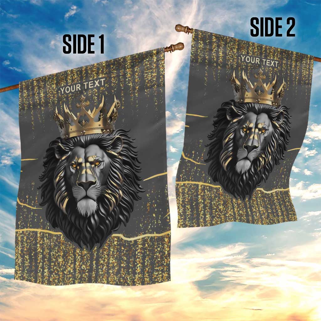 Personalized Black and Gold Lion Garden Flag King Africa - Wonder Print Shop