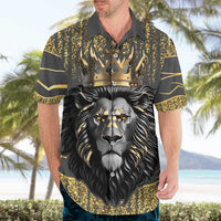 Personalized Black and Gold Lion Hawaiian Shirt King Africa - Wonder Print Shop