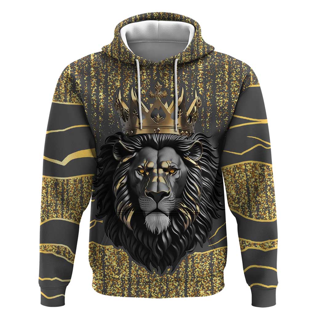 Personalized Black and Gold Lion Hoodie King Africa - Wonder Print Shop