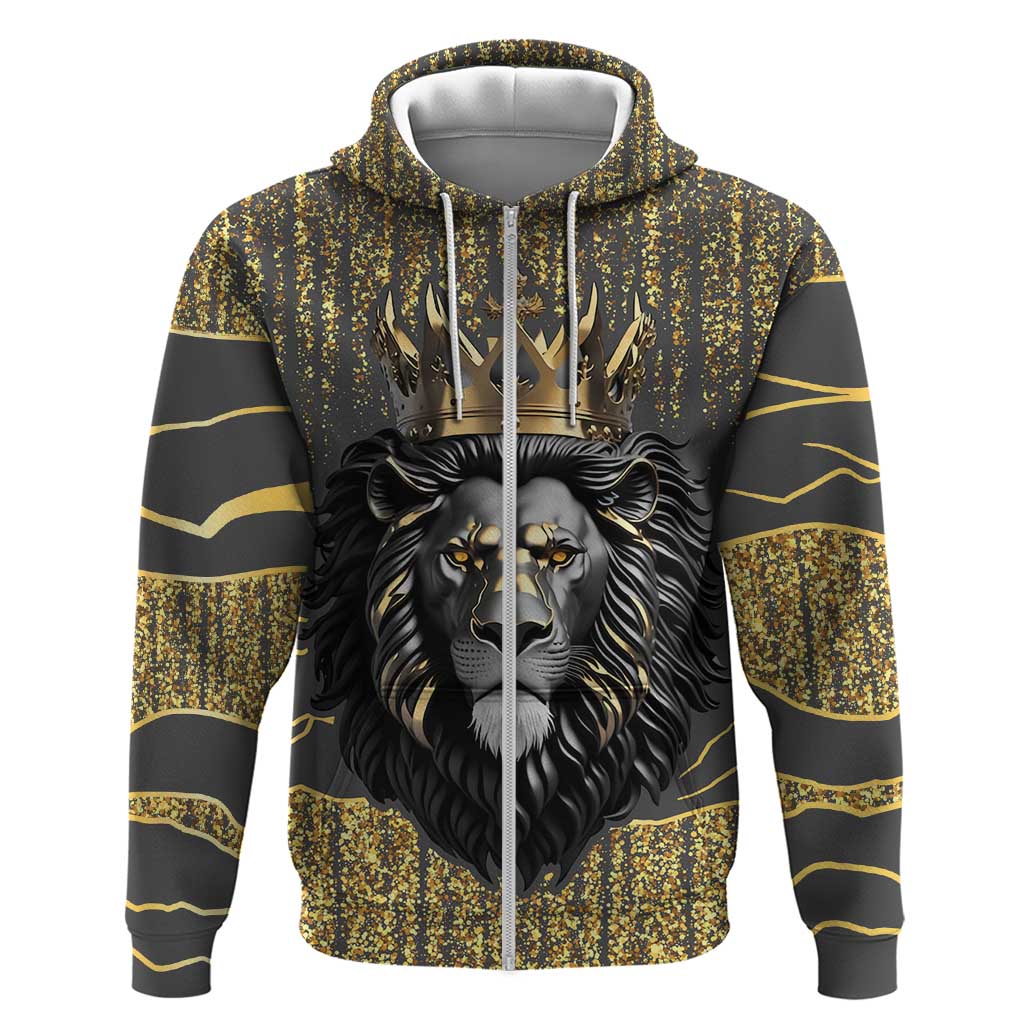 Personalized Black and Gold Lion Hoodie King Africa - Wonder Print Shop