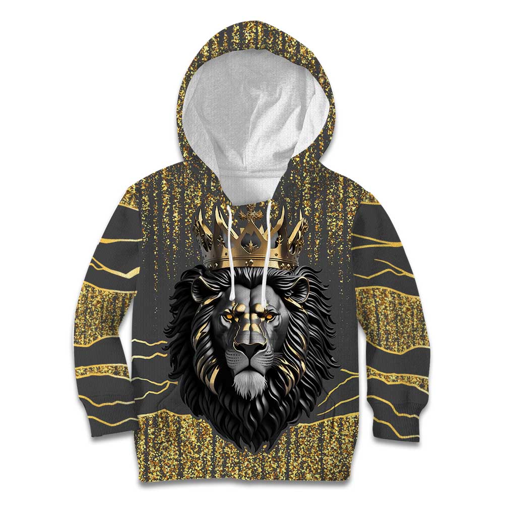 Personalized Black and Gold Lion Kid Hoodie King Africa - Wonder Print Shop
