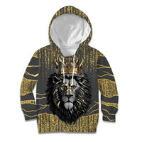 Personalized Black and Gold Lion Kid Hoodie King Africa - Wonder Print Shop