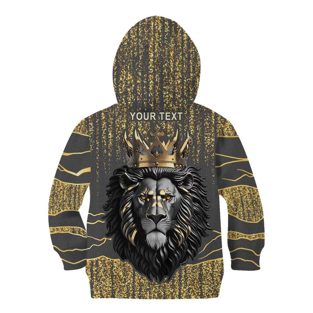 Personalized Black and Gold Lion Kid Hoodie King Africa - Wonder Print Shop